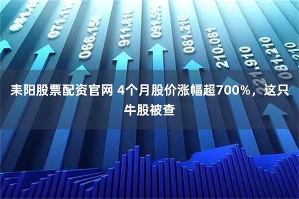 耒阳股票配资官网 4个月股价涨幅超700%，这只牛股被查